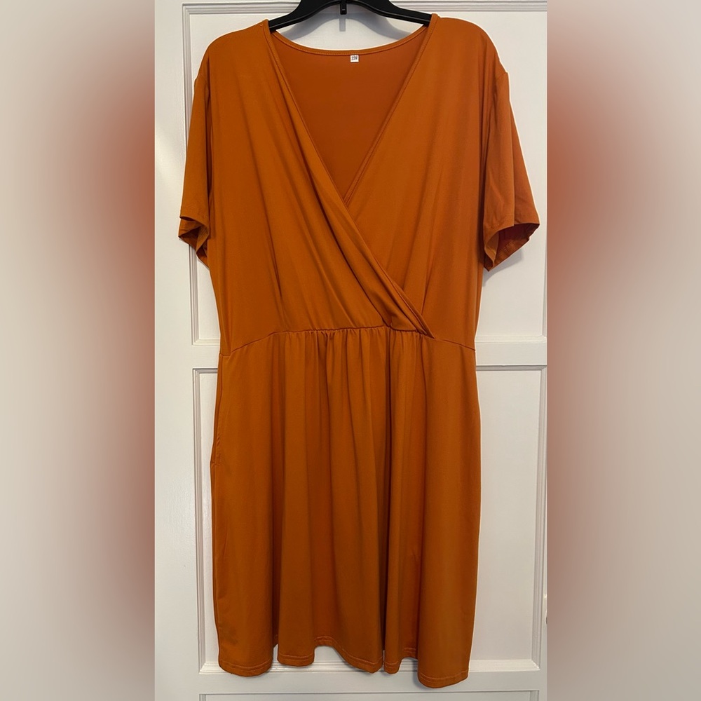 KARALIN Plus Summer Tunic Dress Short Sleeve T-Shirt Swing Dress with Pockets